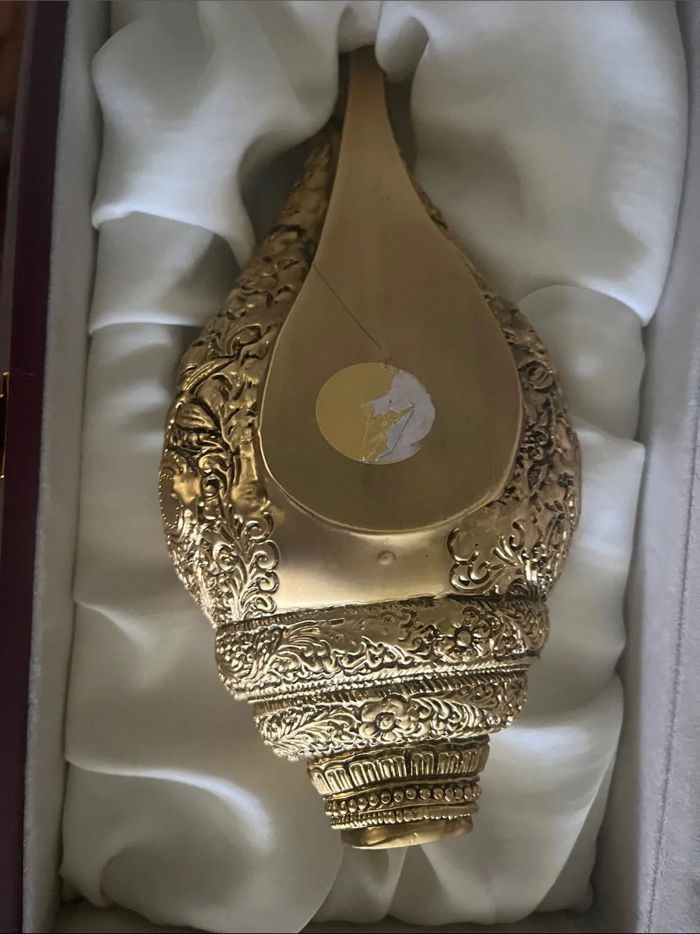 Decorative Brass Conch Intricately Carved with the 10 Avatars of Lord Vishnu